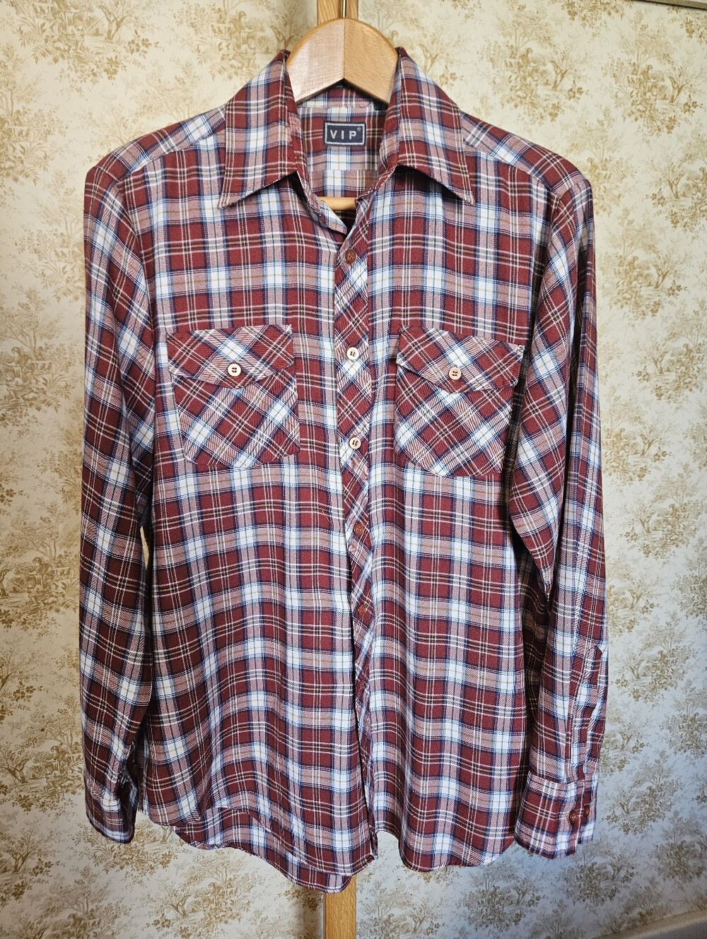 Vtg 80s Plaid Long Sleeve  Button Down Shirt One Owner Closet Kept Mint